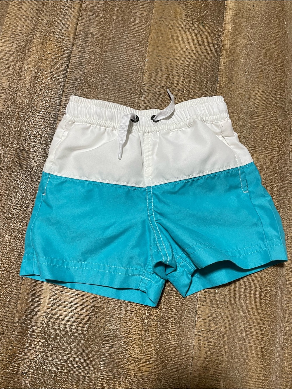 Kids Colorblock Swim Shorts - White and Blue